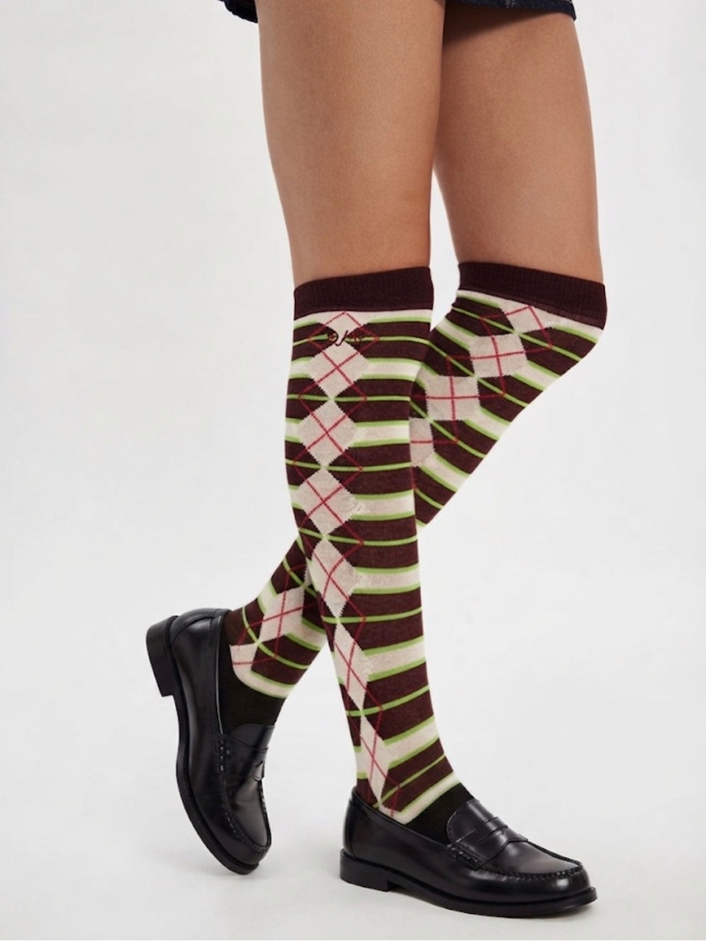 NWT DAMSON MADER Over the Knee argyle printed Socks
